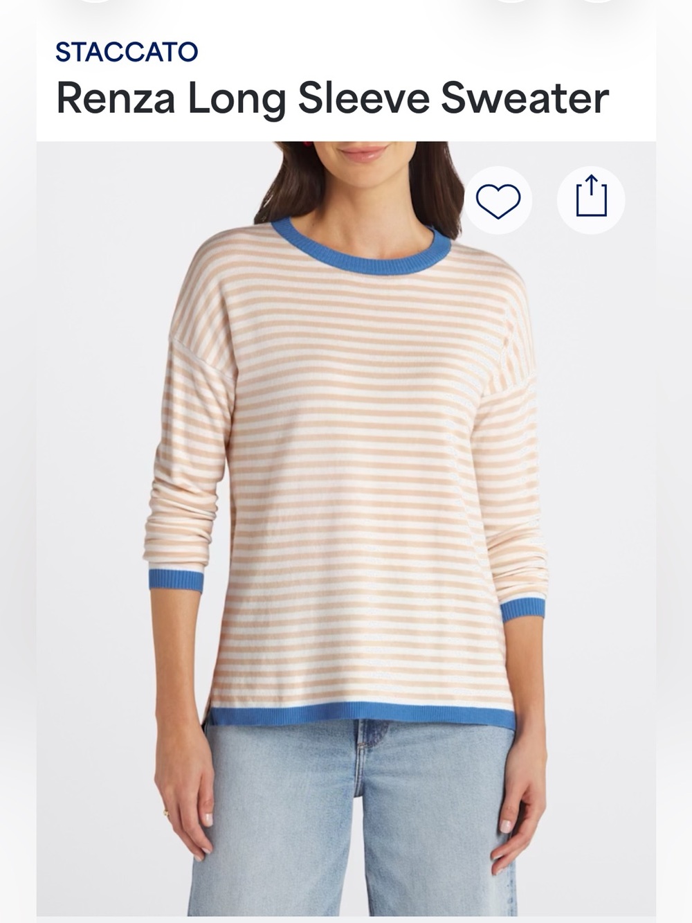 NWOT STACCATO sweater size XS brown white blue striped lightweight Stitchfix